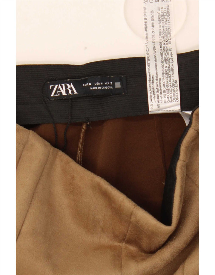 Pantaloni Zara da donna slim a vita alta medi W28 L27 poliestere marrone