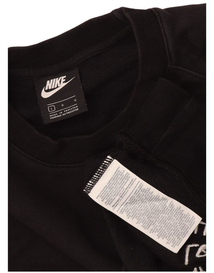 Felpa grafica Nike da uomo, maglione grande, cotone nero