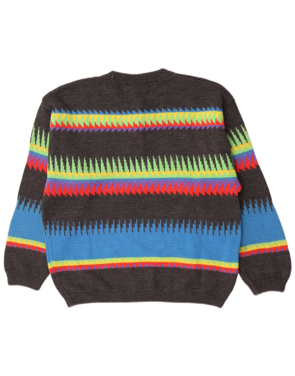 Maglione maglione girocollo da donna Kafka vestibilità ampia UK 10 piccolo grigio a righe