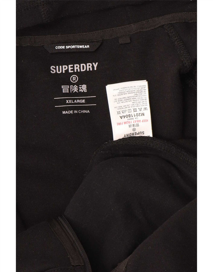 Maglione con cappuccio e zip da uomo Superdry 2XL in cotone nero