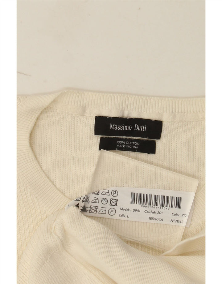 Massimo Dutti T-shirt da uomo a maniche corte Top Large in cotone bianco