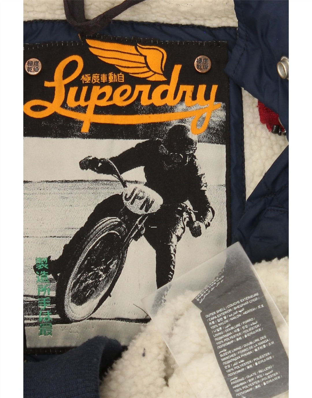 Giacca trapuntata da donna Superdry UK 14 nylon blu navy medio