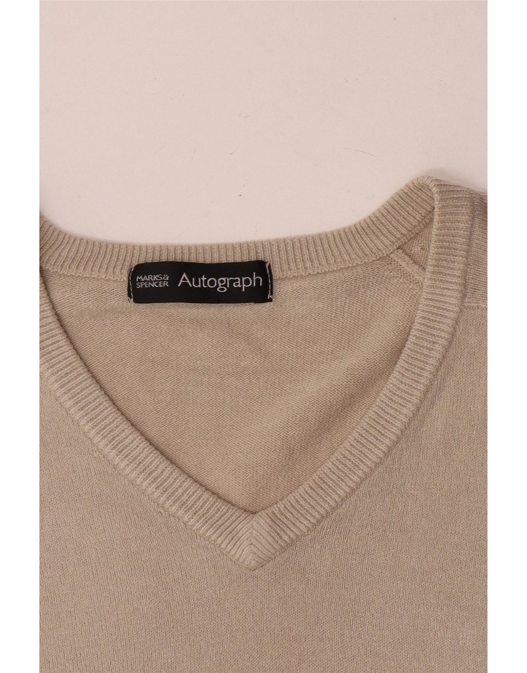 Maglione da uomo con scollo a V autografo Marks & Spencer beige medio