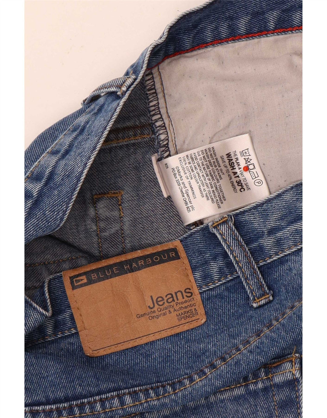 Jeans dritti da uomo Marks & Spencer blu Harbour W34 L33 cotone