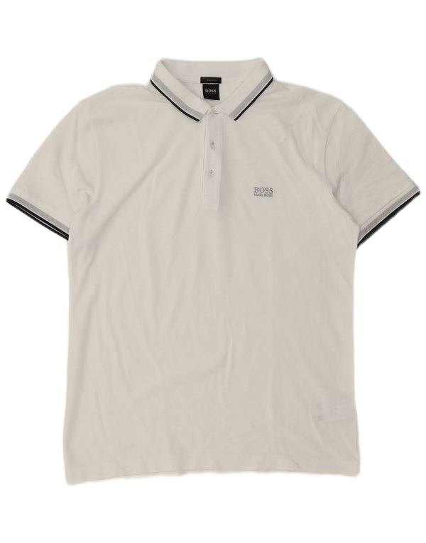 Polo Hugo Boss da uomo vestibilità regolare, taglia grande, in cotone bianco