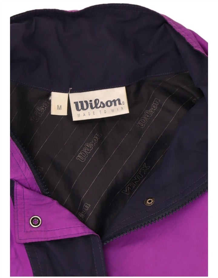 WILSON Womens Oversized Windbreaker Jacket UK 14 Medium Purple Colourblock