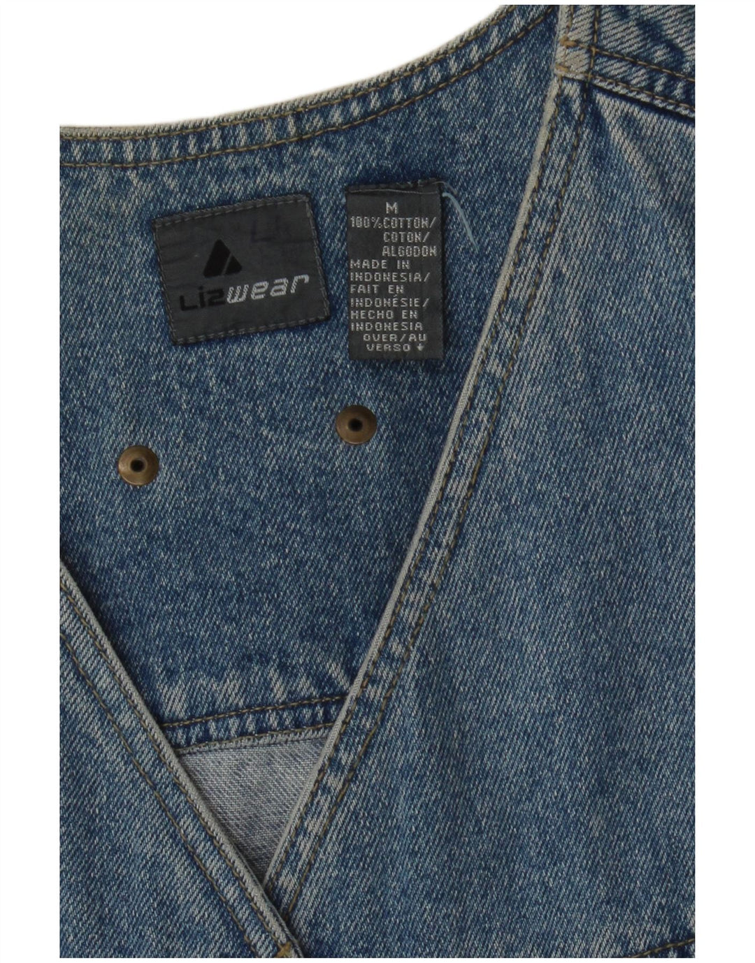 Gilet in denim da donna vintage UK 14 cotone blu medio