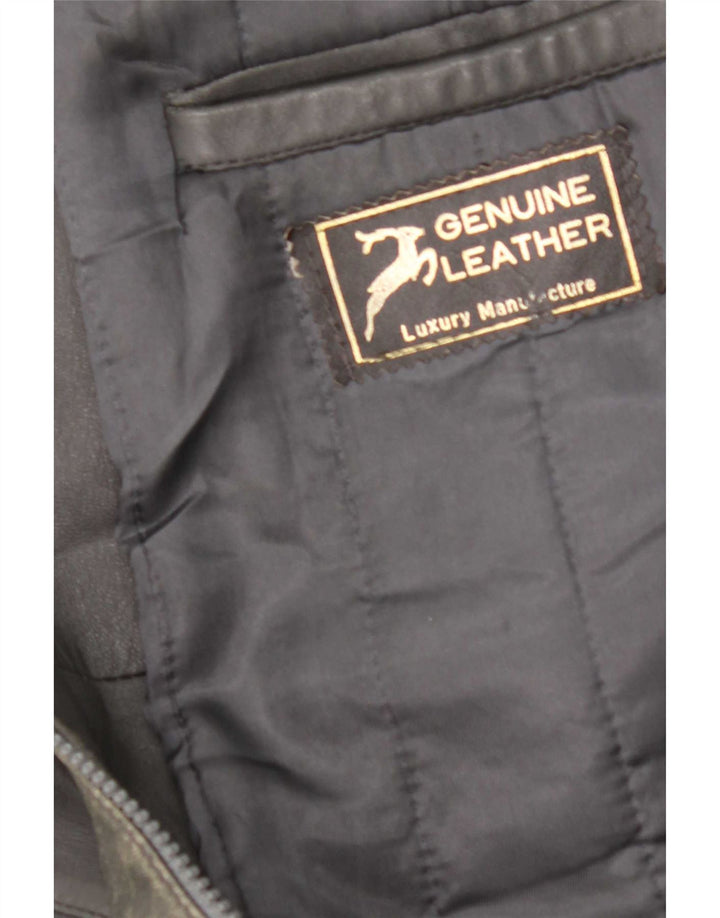 Giacca in pelle vintage da uomo UK 40 grande grigia