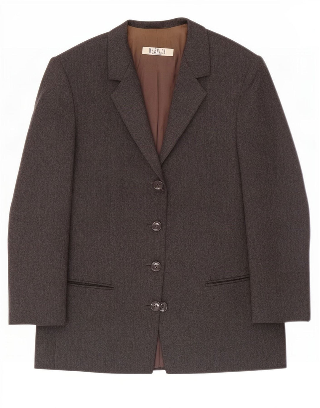 Giacca blazer a 4 bottoni da donna Marella UK 12 Lana grigio medio