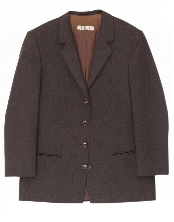 Giacca blazer a 4 bottoni da donna Marella UK 12 Lana grigio medio