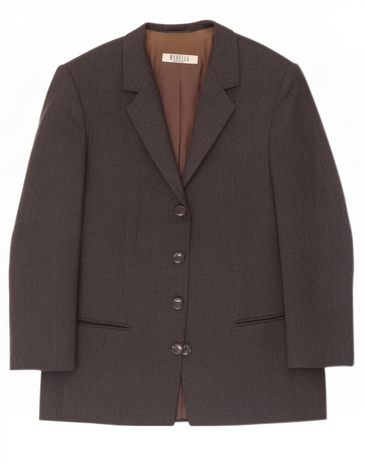 Giacca blazer a 4 bottoni da donna Marella UK 12 Lana grigio medio