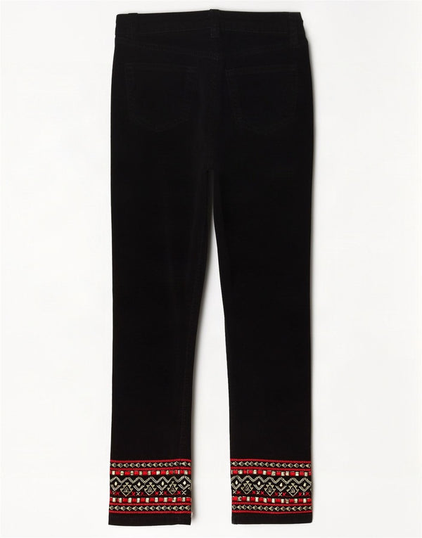 Pantaloni cropped in velluto da donna slim fit Desigual W30 L26 neri geometrici