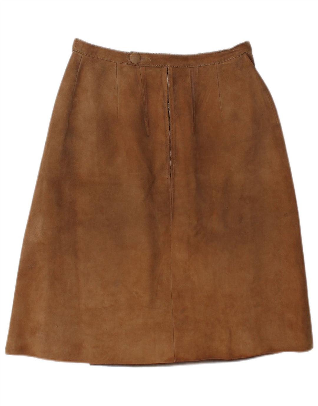 Gonna vintage in pelle scamosciata da donna W26 piccola beige