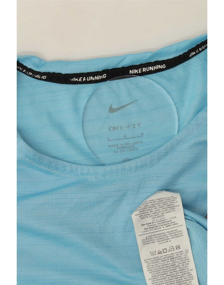 T-shirt Nike da uomo Dri Fit, top grande, in poliestere gessato blu