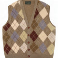 Kerry Maglione cardigan senza maniche classico da uomo XL Khaki Argyle/Diamond