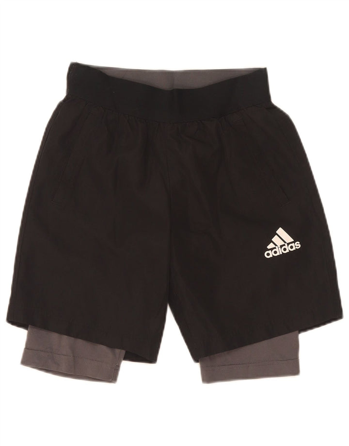 Pantaloncini sportivi Adidas Climalite da ragazzo 9-10 anni piccoli in poliestere nero