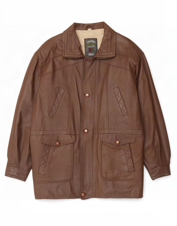 Cappotto in pelle liscia da uomo IT 52 XL Marrone
