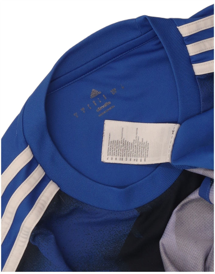 T-shirt grafica Adidas da uomo Climalite Top piccolo poliestere geometrico blu