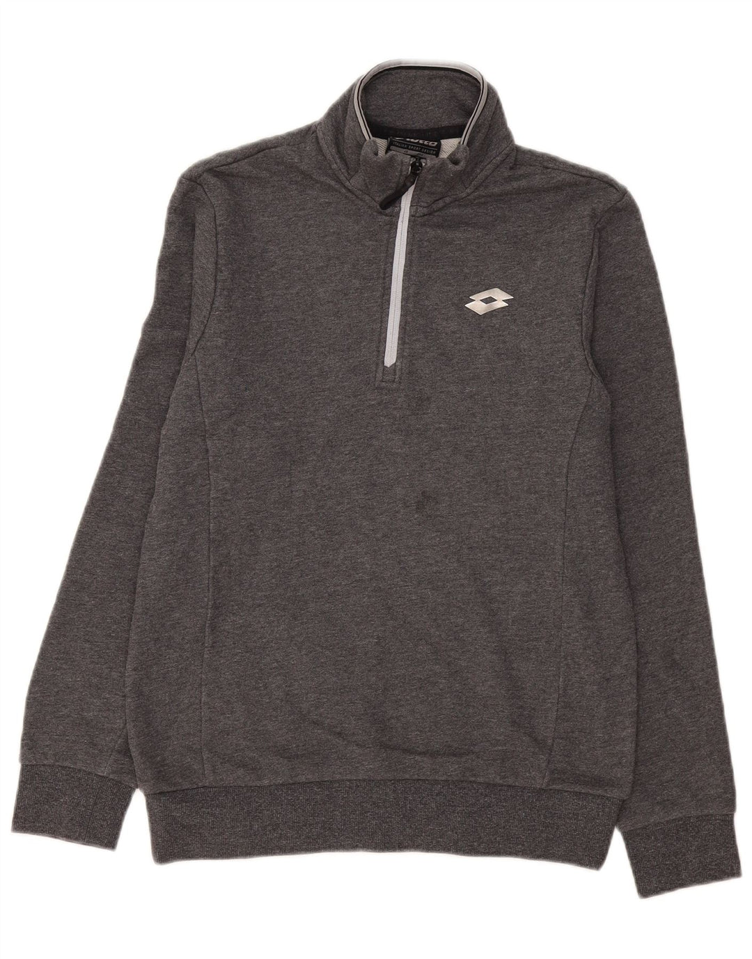 Felpa da uomo con collo con zip Lotto Maglione piccolo in cotone grigio