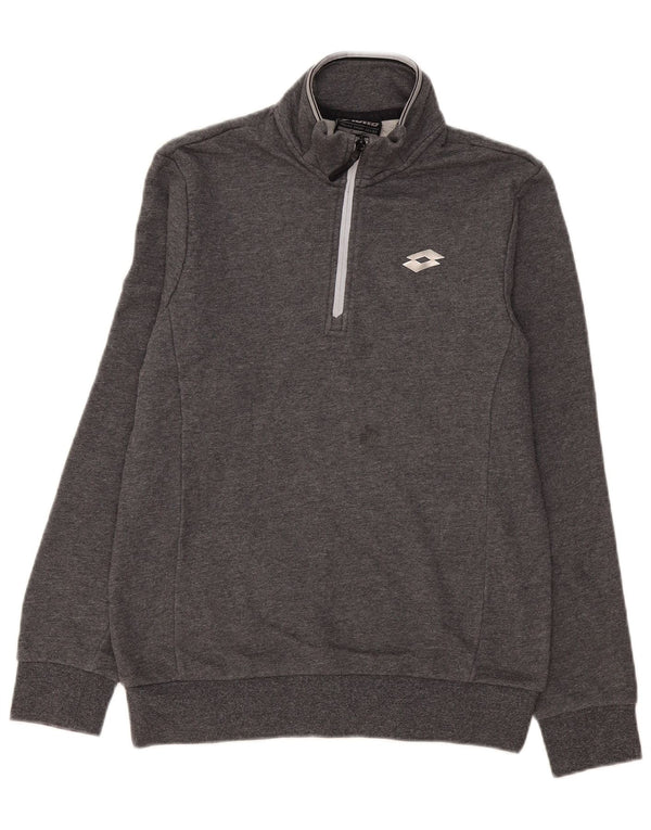 Felpa da uomo con collo con zip Lotto Maglione piccolo in cotone grigio