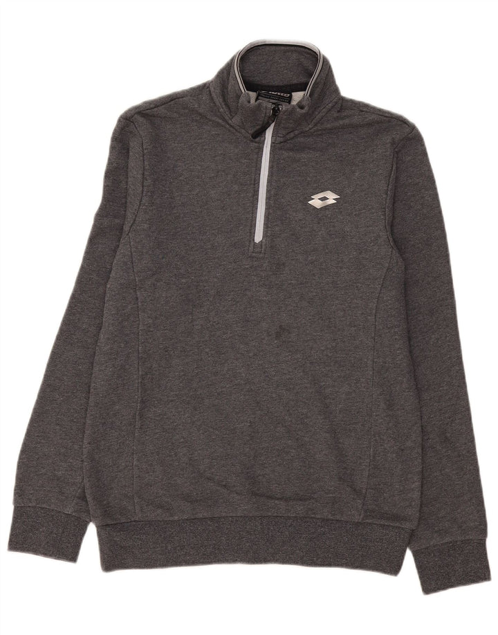 Felpa da uomo con collo con zip Lotto Maglione piccolo in cotone grigio