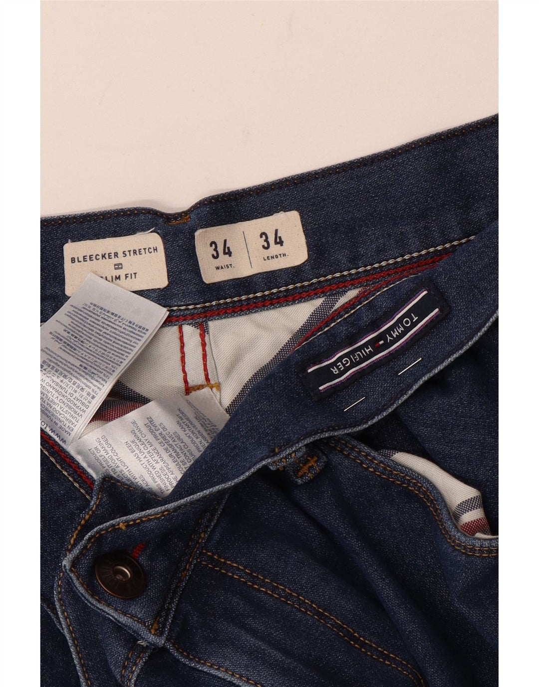 Tommy Hilfiger Uomo Bleecker Slim Jeans W34 L34 Cotone Blu