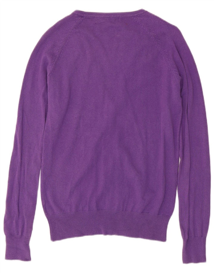 Maglione cardigan da donna Zara UK 12 cotone viola medio