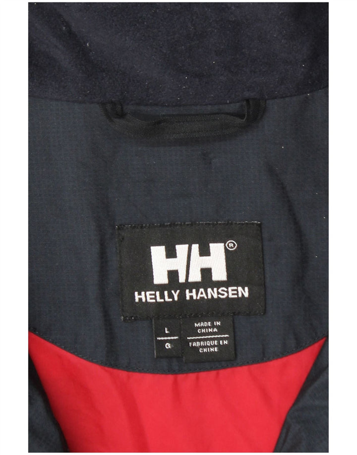 Giacca antipioggia da uomo Helly Hansen UK 40 Large in nylon color block blu navy