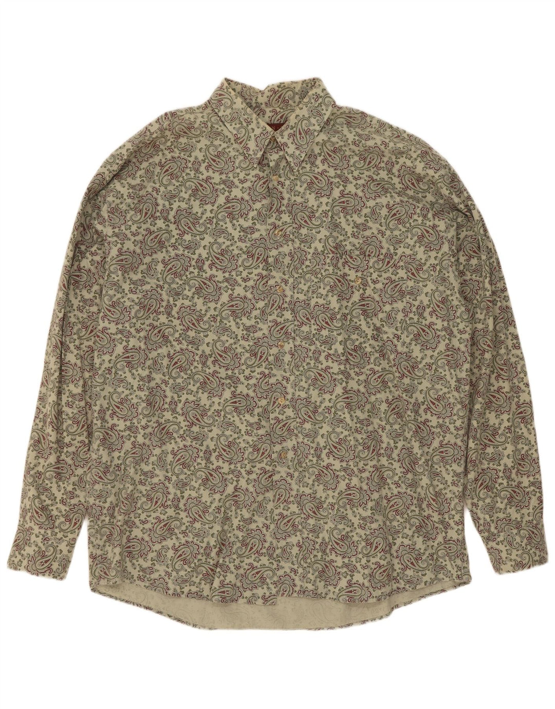 Camicia vintage da uomo XL in cotone Paisley verde
