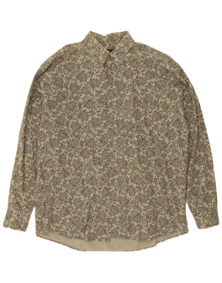Camicia vintage da uomo XL in cotone Paisley verde