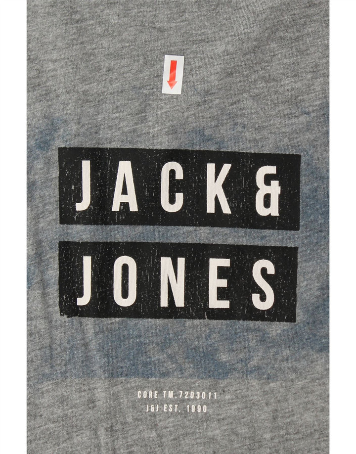 JACK & JONES Mens Graphic T-Shirt Top Large Grey Cotton Vintage Jack & Jones and Second-Hand Jack & Jones from Messina Hembry 