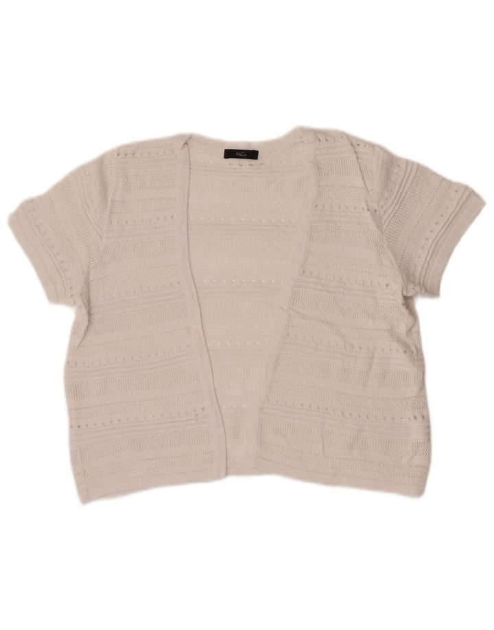 Maglione cardigan aperto a maniche corte corto da donna M&Co UK 12 bianco medio