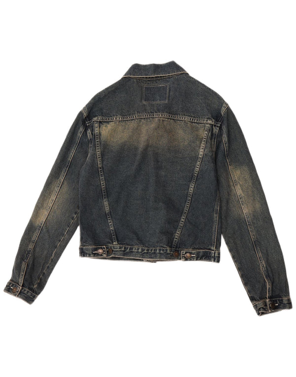 Giacca di jeans vintage da donna UK 14 cotone blu navy medio