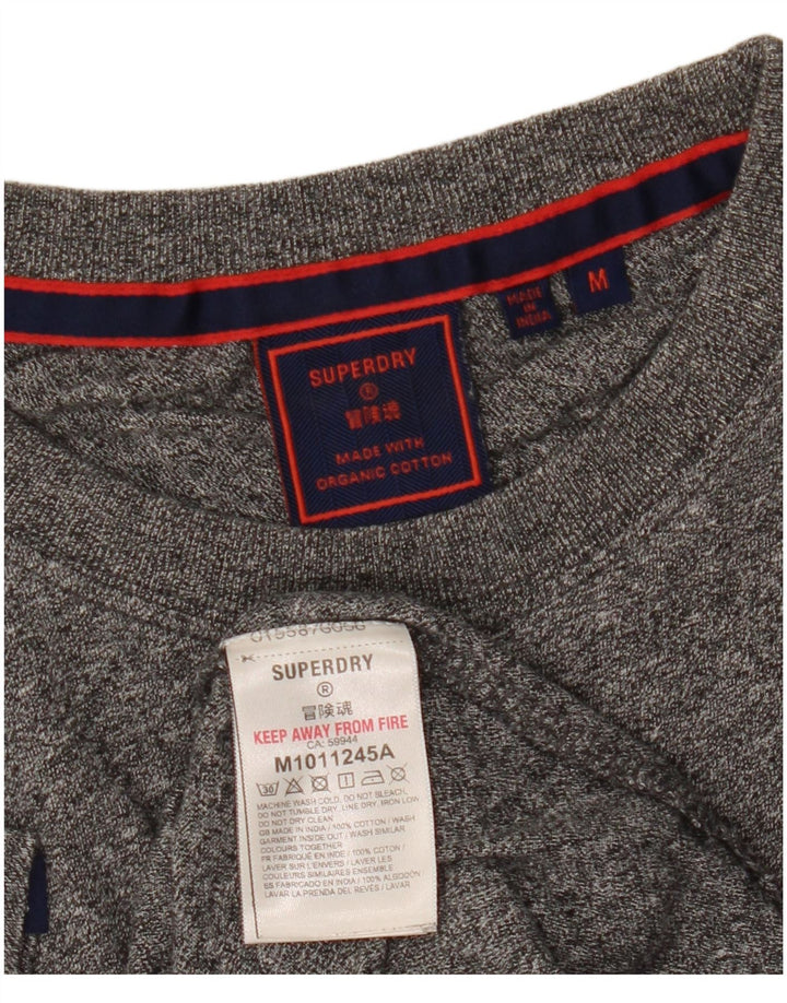 T-shirt da uomo Superdry Top in cotone chiazzato grigio medio