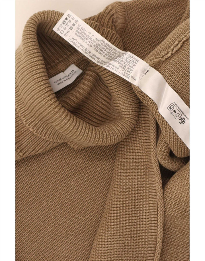 Maglione corto da donna Zara con collo alto, UK 14, cotone marrone medio