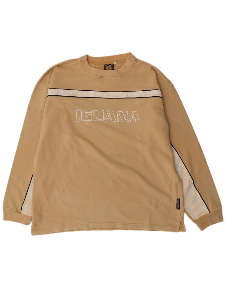 Felpa grafica da uomo IGUANA Maglione XL Cotone beige