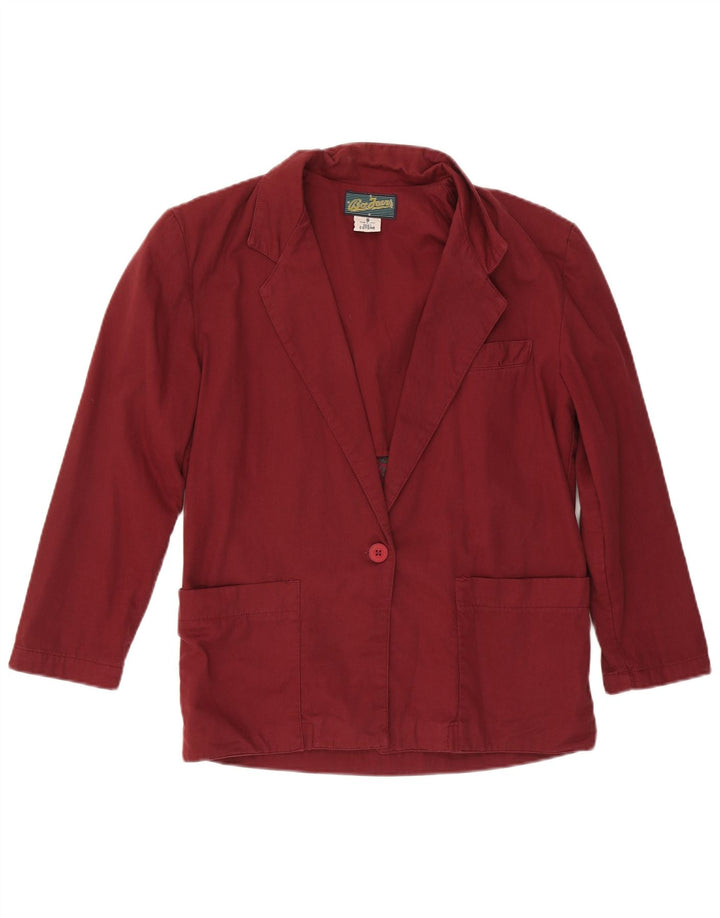 Giacca blazer oversize da donna vintage a 1 bottone UK 10 piccola in cotone bordeaux