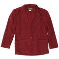 Giacca blazer oversize da donna vintage a 1 bottone UK 10 piccola in cotone bordeaux