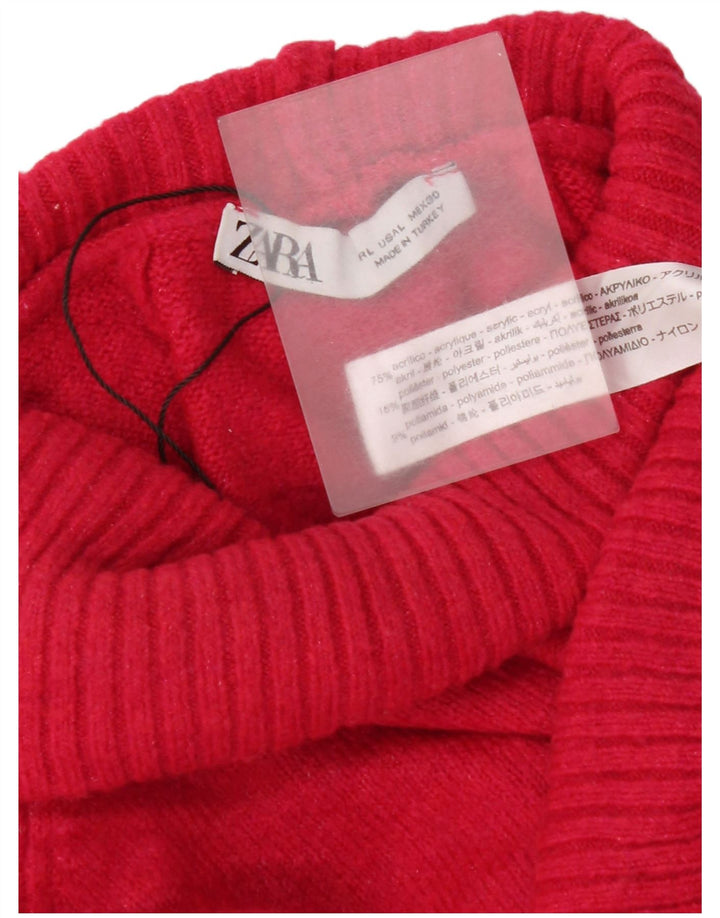 Maglione maglione a collo alto da donna Zara UK 16 grande acrilico rosso