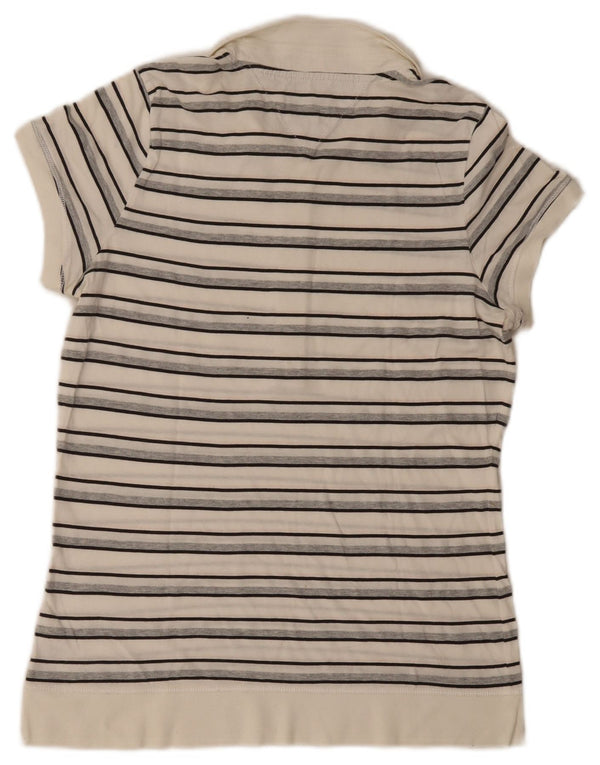 Polo a maniche corte da donna Tommy Hilfiger UK 14 Large Off White Striped