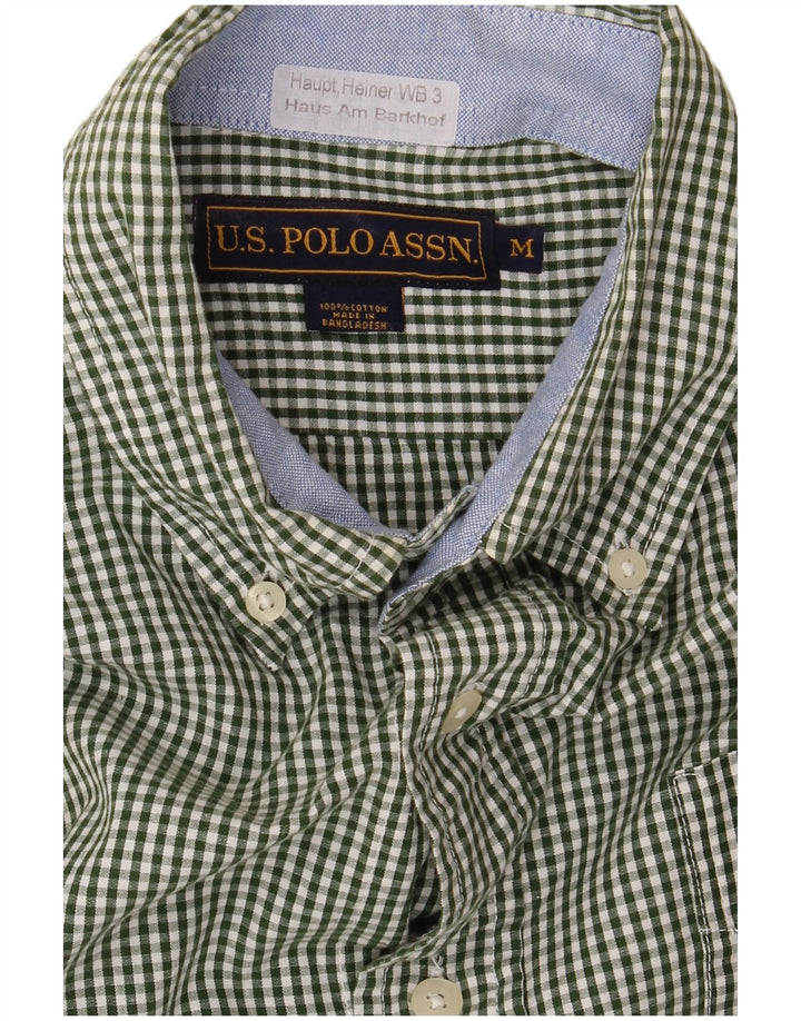 POLO ASSN. Camicia da uomo in cotone a quadretti verde medio
