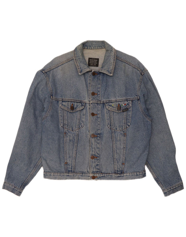 Giacca Jeans Uomo Benetton IT 46 Small Blu Cotone