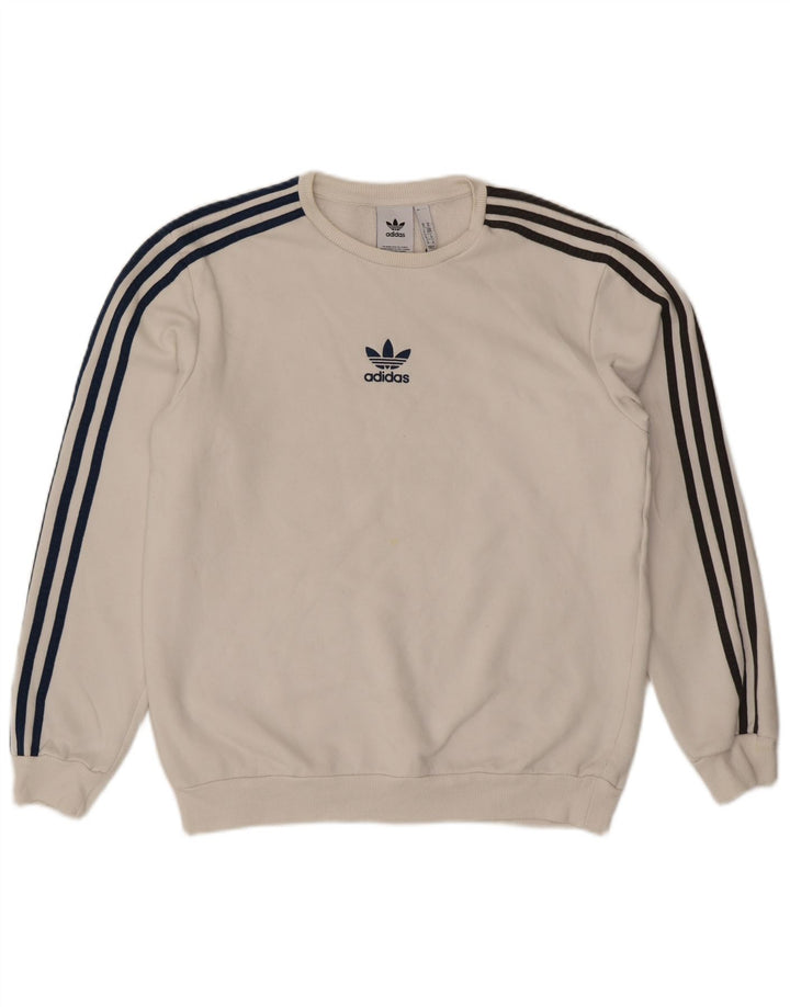 Felpa Adidas Uomo Maglione Cotone Bianco Medio