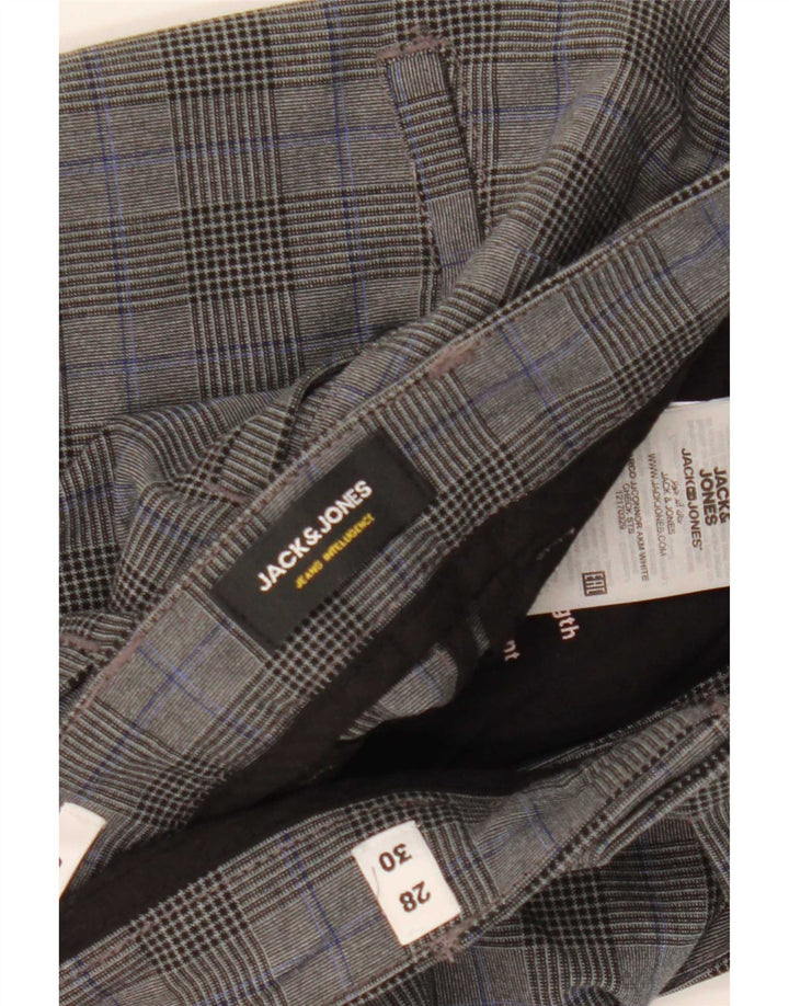 Pantaloni da abito slim Marco da uomo Jack & Jones W28 L30 poliestere a quadri grigi