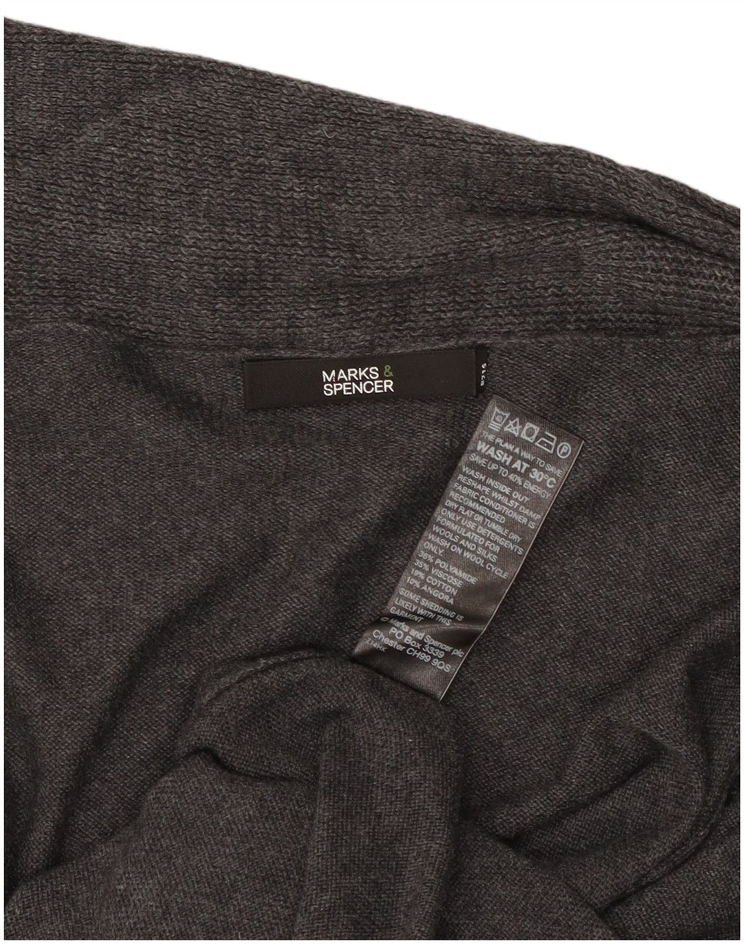 Maglione cardigan aperto lungo da donna Marks & Spencer UK 16 grande grigio