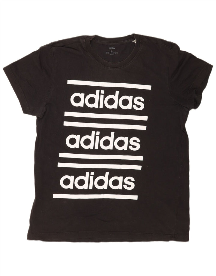 T-shirt grafica da uomo Adidas Top grande in cotone nero