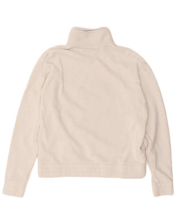 FILA Felpa da donna con collo con zip grafica Maglione UK 14 Cotone bianco medio
