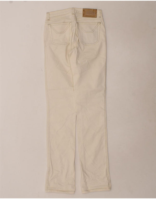 JECKERSON Womens Straight Jeans W25 L33 Beige Colourblock Cotton