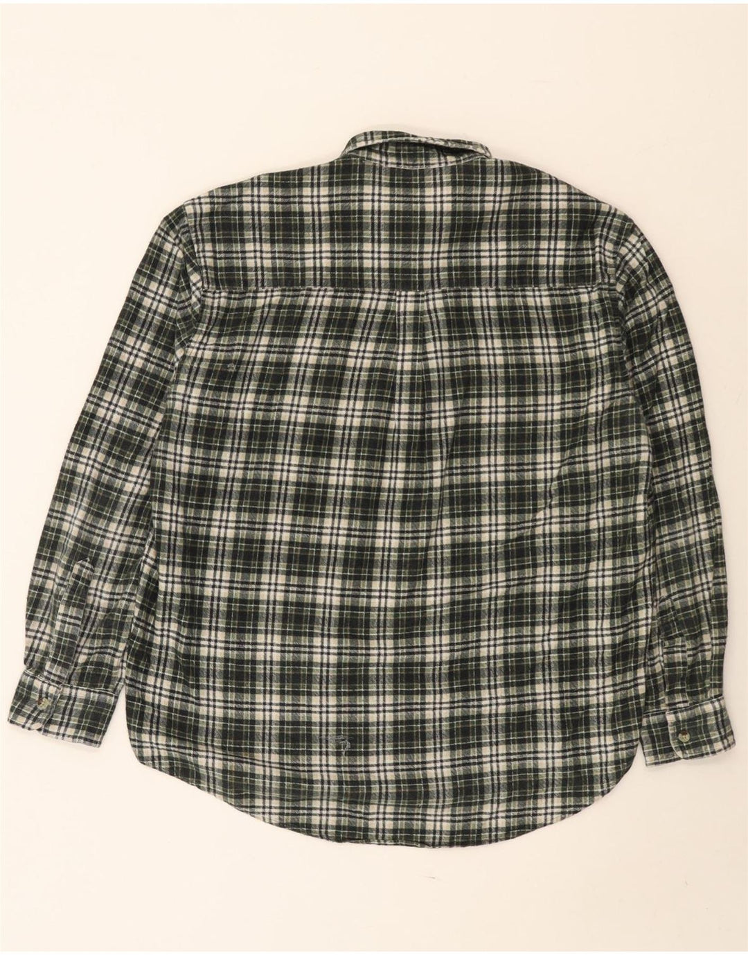 Camicia vintage da uomo in flanella di cotone a quadri verdi grandi