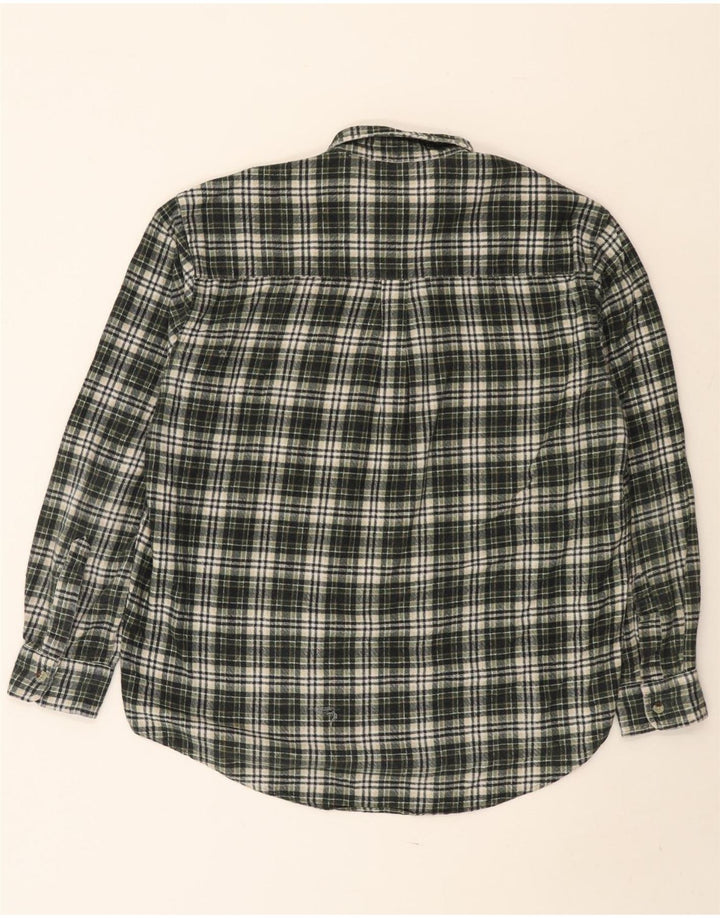 Camicia vintage da uomo in flanella di cotone a quadri verdi grandi